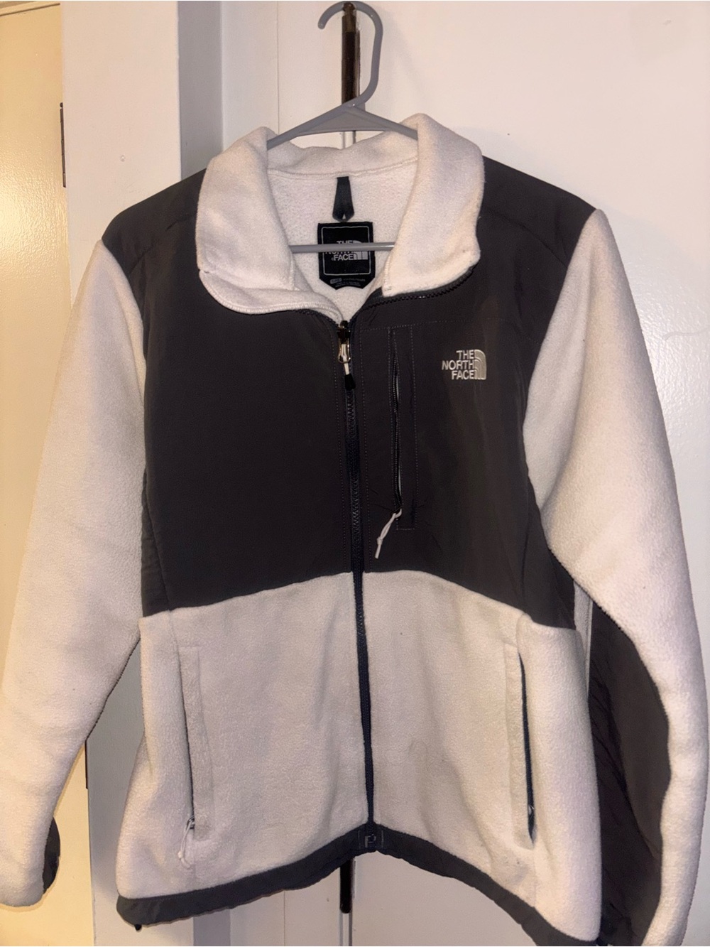 The North Face Two-Tone Fleece Jacket in White and Dark Gray